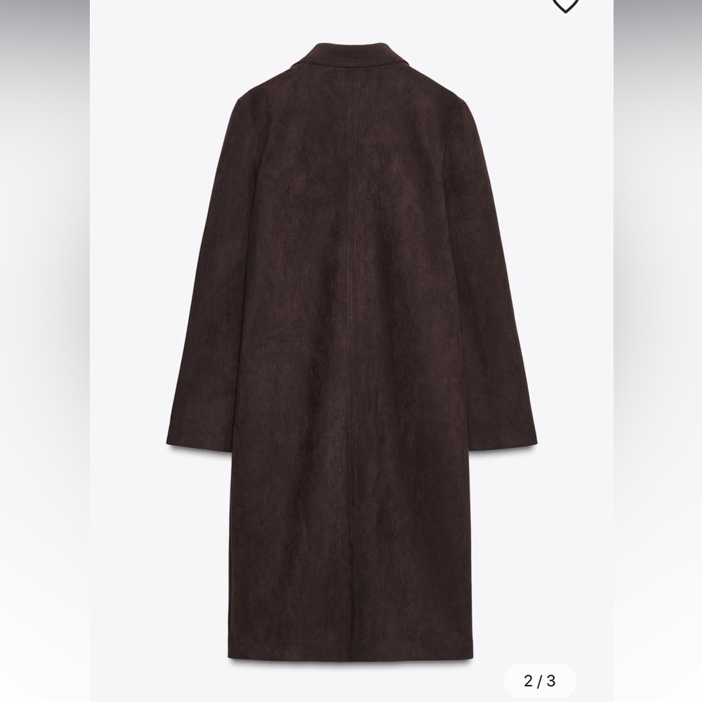Zara faux suede chocolate Brown Coat - Picture 2 of 5